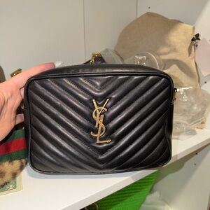 Yves Saint Laurent Black Chevron Crossbody Bag